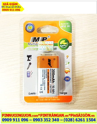 MP 6F22-300mAh _Pin sạc 9v vuông MP 6F22-300mAh chính hãng (Loại Vỉ 1viên)